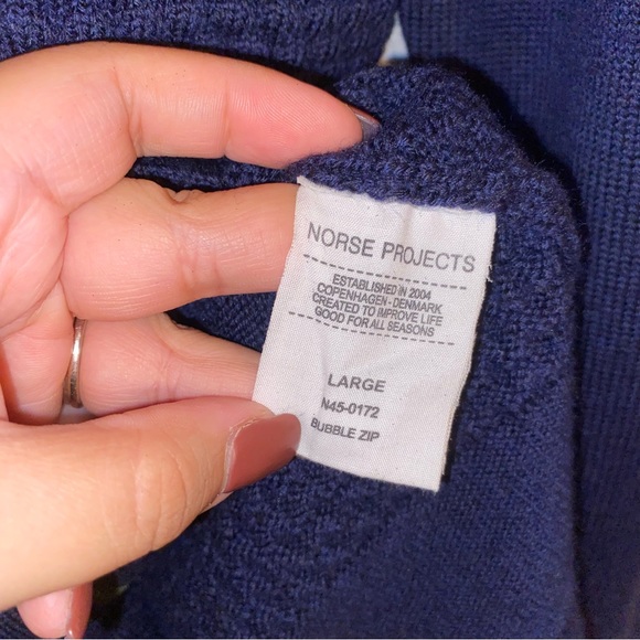 NORSE PROJECTS BUBBLE ZIP CREW KNIT SZ L #A1 - Picture 6 of 8